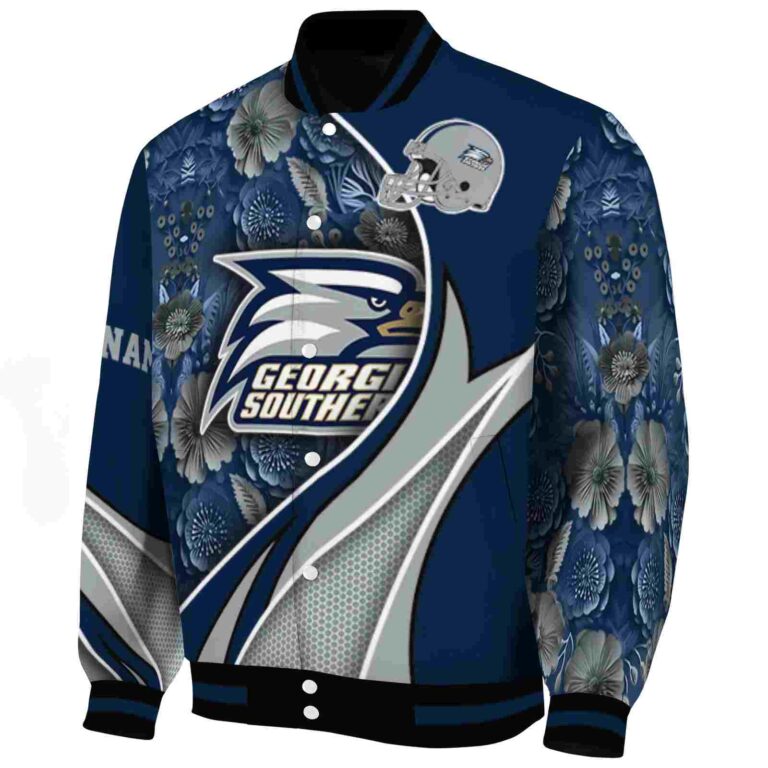 custom georgia southern eagles floral print blue jacket best selling jacketwow