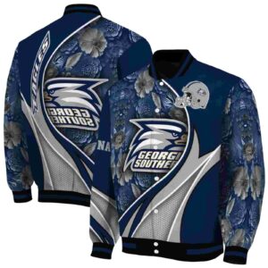 custom georgia southern eagles floral print blue jacket fashion forward jacketwow