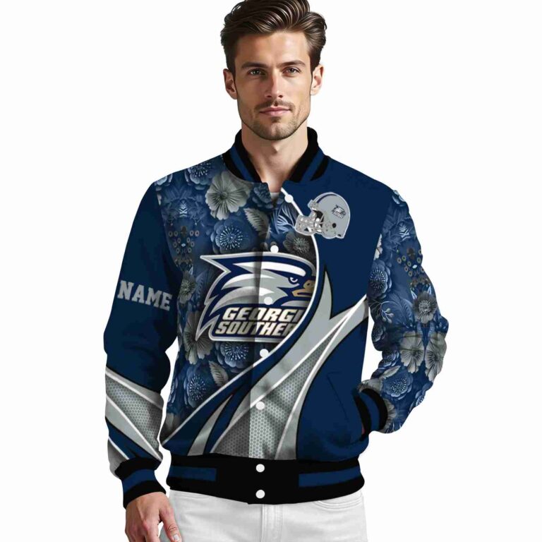 custom georgia southern eagles floral print blue jacket high quality jacketwow