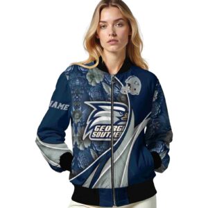 custom georgia southern eagles floral print blue jacket latest model jacketwow