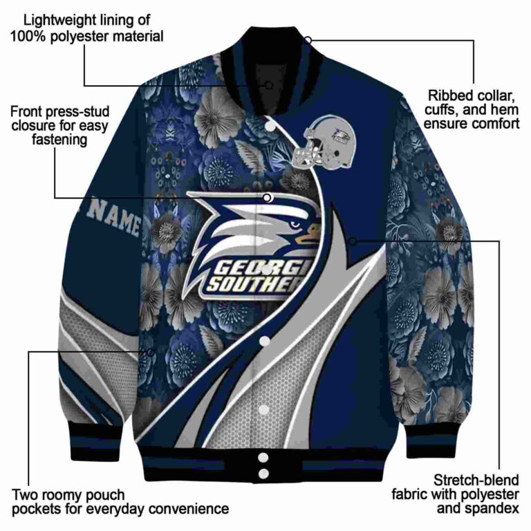 custom georgia southern eagles floral print blue jacket new arrival jacketwow