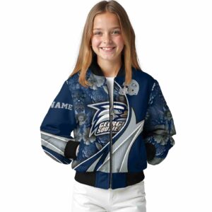 custom georgia southern eagles floral print blue jacket top rated jacketwow
