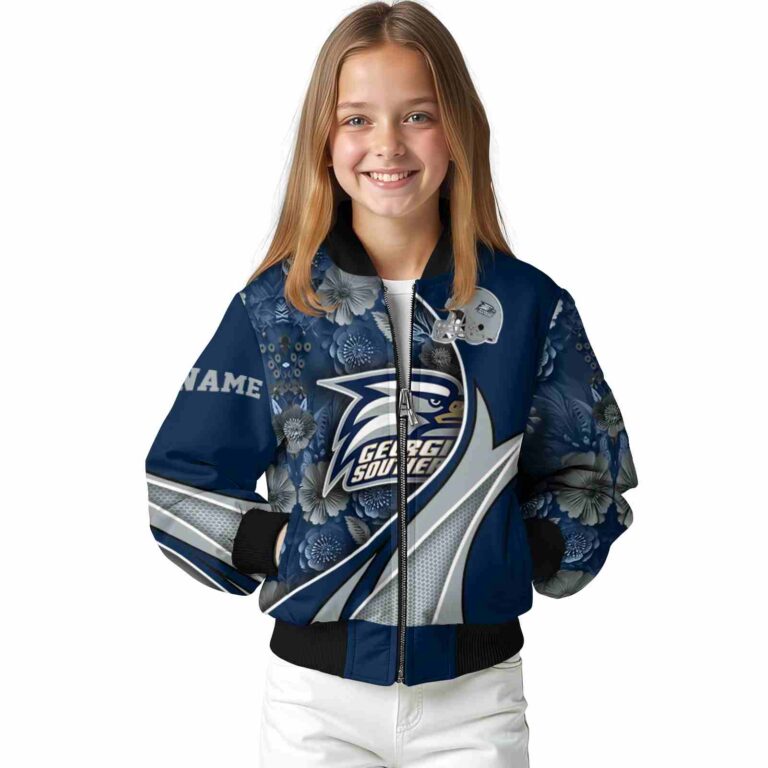 custom georgia southern eagles floral print blue jacket top rated jacketwow