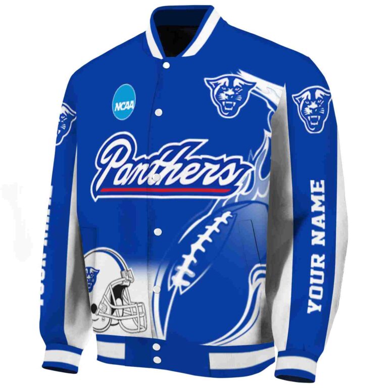 custom georgia state panthers flaming football blue white jacket best selling jacketwow