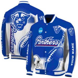 custom georgia state panthers flaming football blue white jacket fashion forward jacketwow