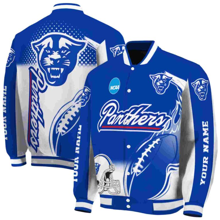 custom georgia state panthers flaming football blue white jacket fashion forward jacketwow