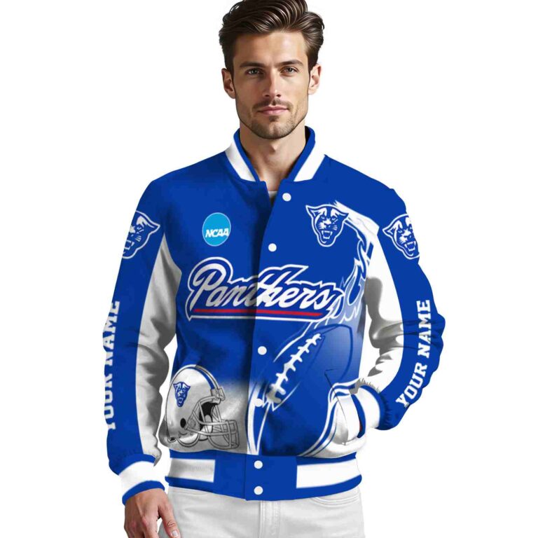 custom georgia state panthers flaming football blue white jacket high quality jacketwow