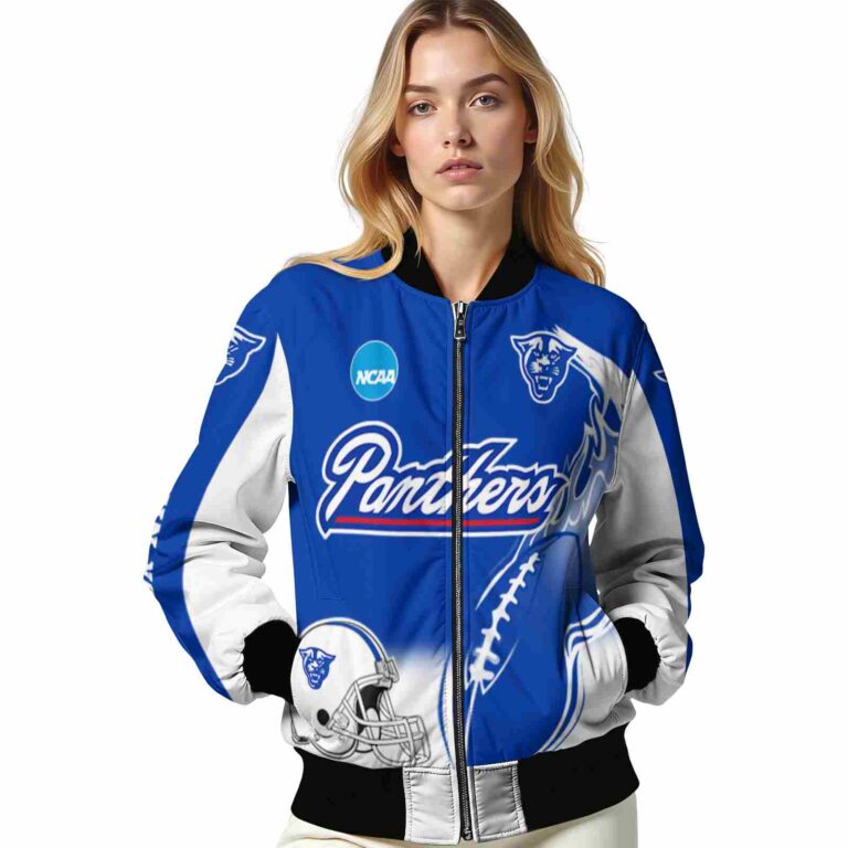 custom georgia state panthers flaming football blue white jacket latest model jacketwow