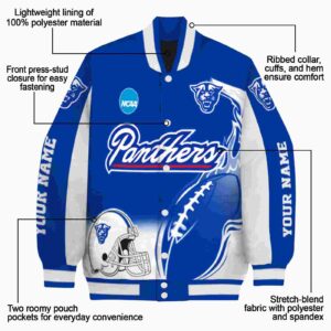 custom georgia state panthers flaming football blue white jacket new arrival jacketwow