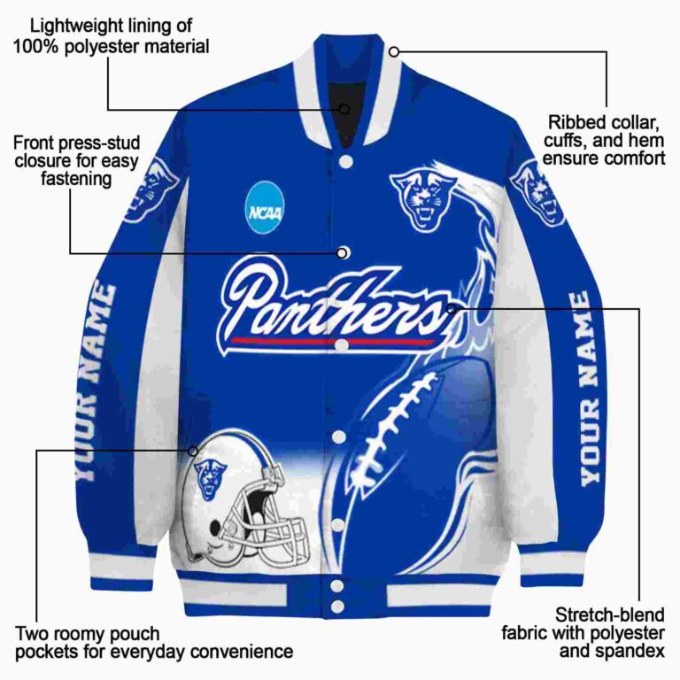 custom georgia state panthers flaming football blue white jacket new arrival jacketwow