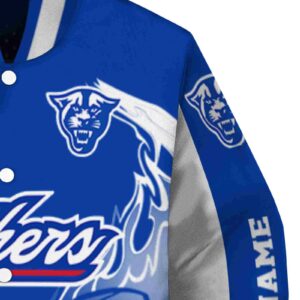 custom georgia state panthers flaming football blue white jacket premium grade jacketwow