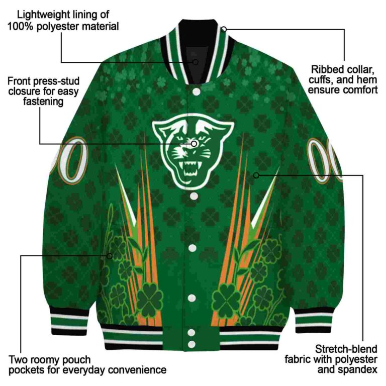 custom georgia state panthers shamrock pattern green jacket new arrival jacketwow