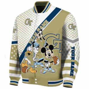 custom georgia tech yellow jackets mickey donald goofy gold white jacket best selling jacketwow