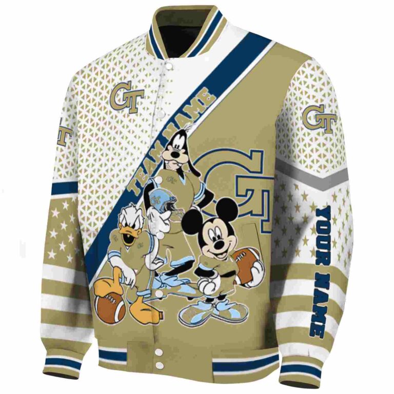 custom georgia tech yellow jackets mickey donald goofy gold white jacket best selling jacketwow