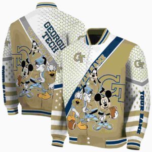 custom georgia tech yellow jackets mickey donald goofy gold white jacket fashion forward jacketwow
