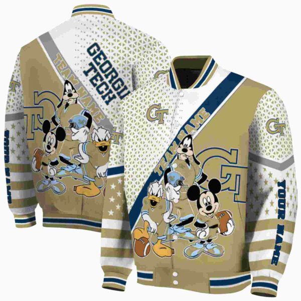 custom georgia tech yellow jackets mickey donald goofy gold white jacket fashion forward jacketwow