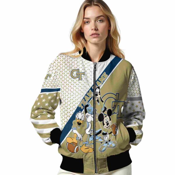custom georgia tech yellow jackets mickey donald goofy gold white jacket latest model jacketwow