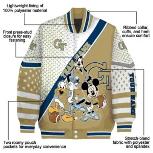 custom georgia tech yellow jackets mickey donald goofy gold white jacket new arrival jacketwow