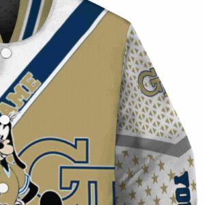 custom georgia tech yellow jackets mickey donald goofy gold white jacket premium grade jacketwow