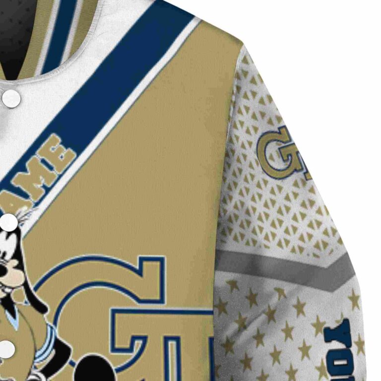 custom georgia tech yellow jackets mickey donald goofy gold white jacket premium grade jacketwow