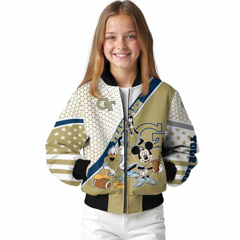 custom georgia tech yellow jackets mickey donald goofy gold white jacket top rated jacketwow