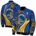 custom golden state warriors floral print blue jacket best selling jacketwow