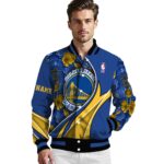 custom golden state warriors floral print blue jacket best selling jacketwow