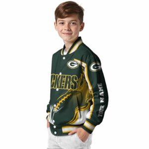 custom green bay packers flaming football green white jacket trendy jacketwow