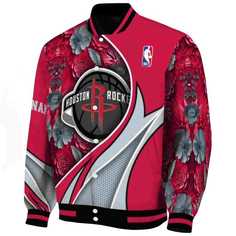 custom houston rockets floral print red jacket best selling jacketwow
