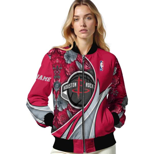 custom houston rockets floral print red jacket latest model jacketwow