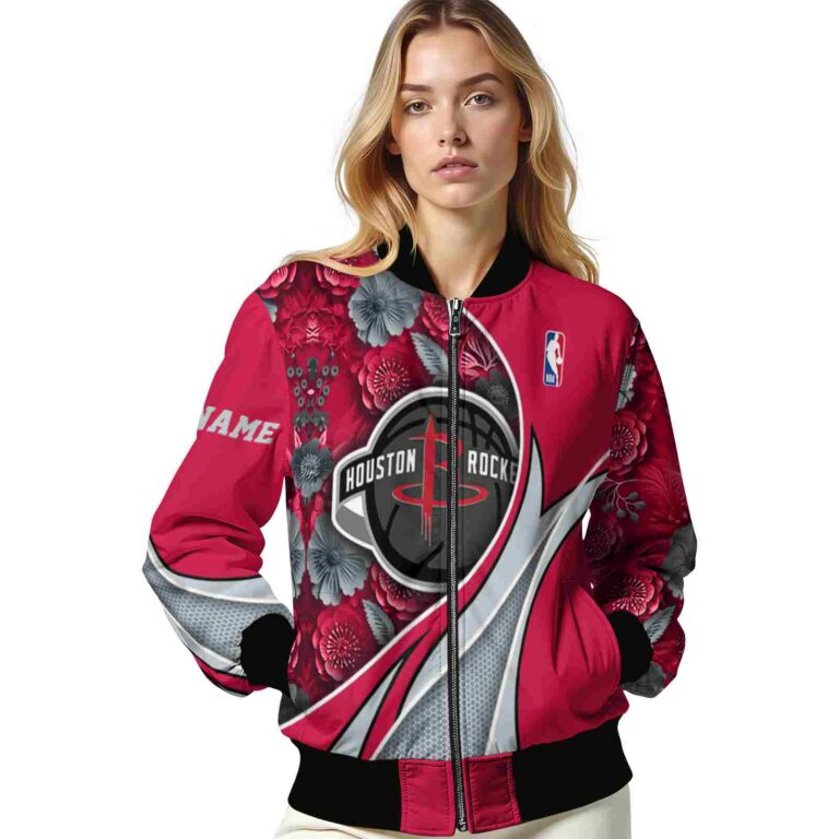 custom houston rockets floral print red jacket latest model jacketwow