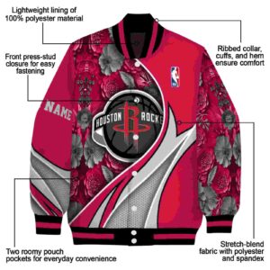 custom houston rockets floral print red jacket new arrival jacketwow