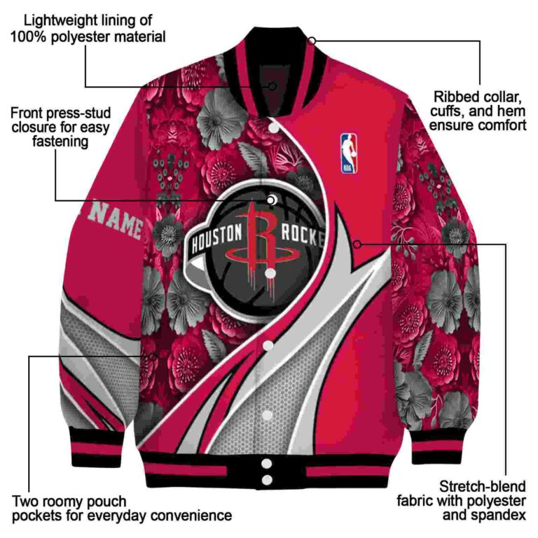 custom houston rockets floral print red jacket new arrival jacketwow