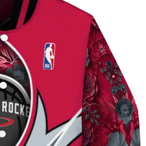 custom houston rockets floral print red jacket premium grade jacketwow