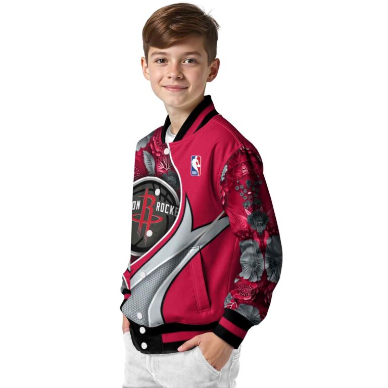 custom houston rockets floral print red jacket trendy jacketwow