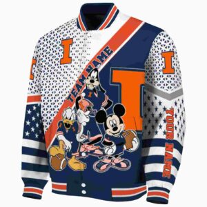 custom illinois fighting illini mickey donald goofy blue white jacket best selling jacketwow