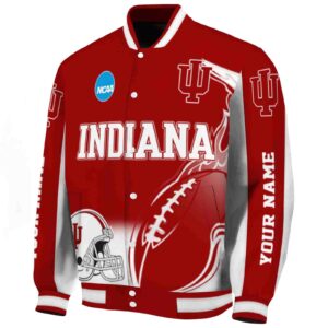 custom indiana hoosiers flaming football red white jacket best selling jacketwow