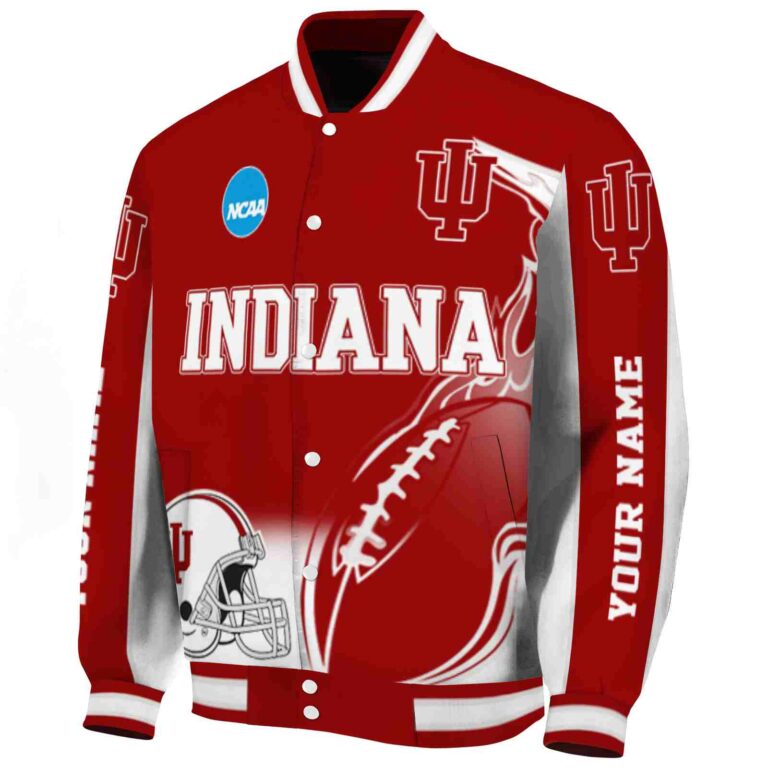 custom indiana hoosiers flaming football red white jacket best selling jacketwow