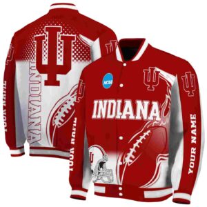 custom indiana hoosiers flaming football red white jacket fashion forward jacketwow