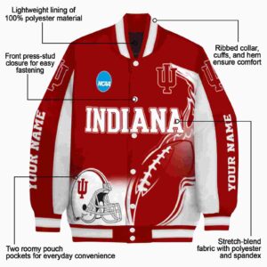 custom indiana hoosiers flaming football red white jacket new arrival jacketwow