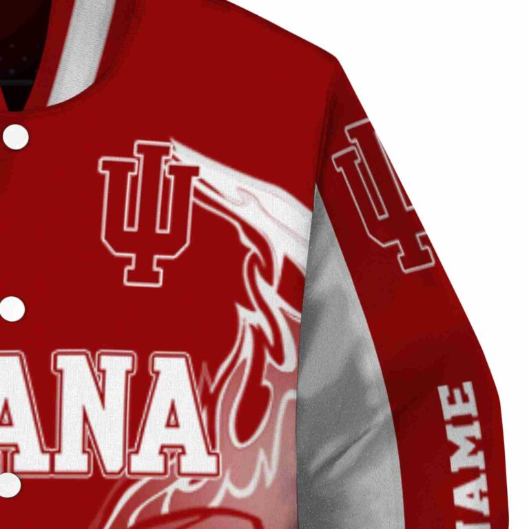 custom indiana hoosiers flaming football red white jacket premium grade jacketwow