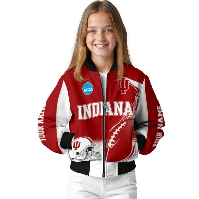 custom indiana hoosiers flaming football red white jacket top rated jacketwow