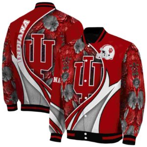 custom indiana hoosiers floral print red jacket fashion forward jacketwow