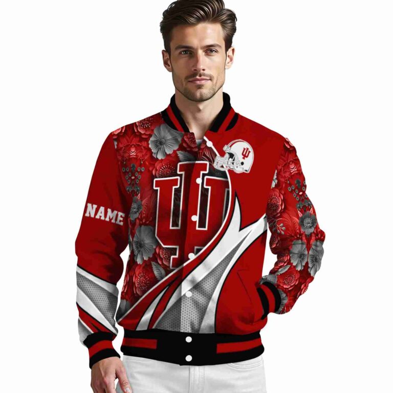 custom indiana hoosiers floral print red jacket high quality jacketwow