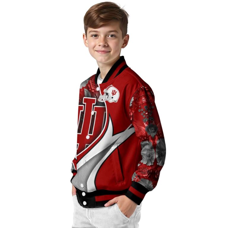 custom indiana hoosiers floral print red jacket trendy jacketwow