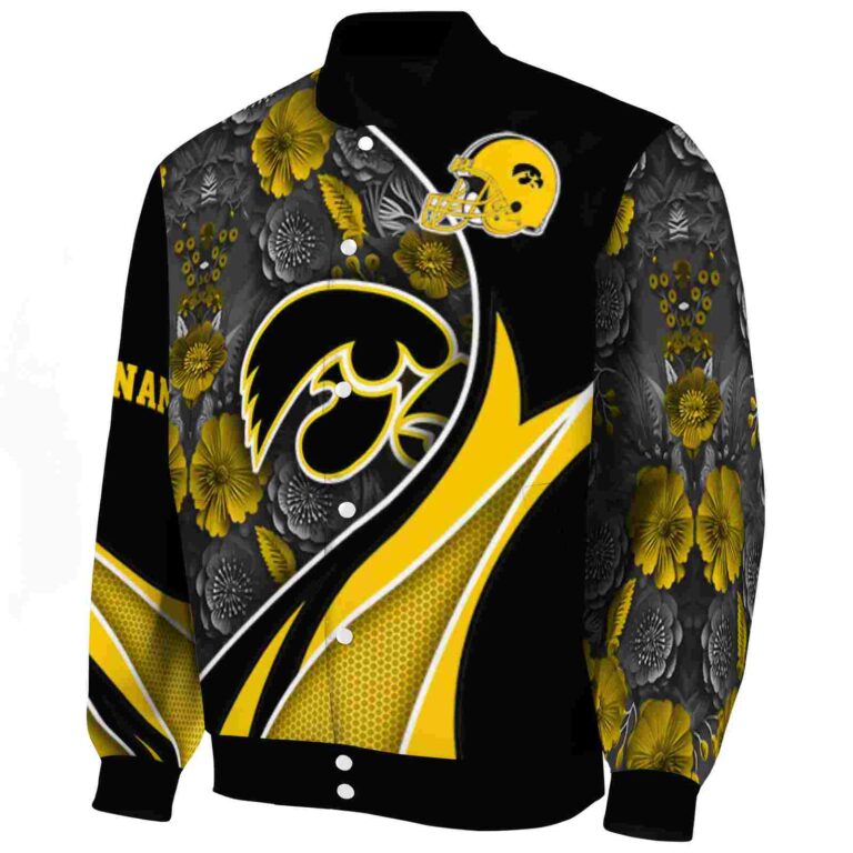 custom iowa hawkeyes floral print black jacket best selling jacketwow