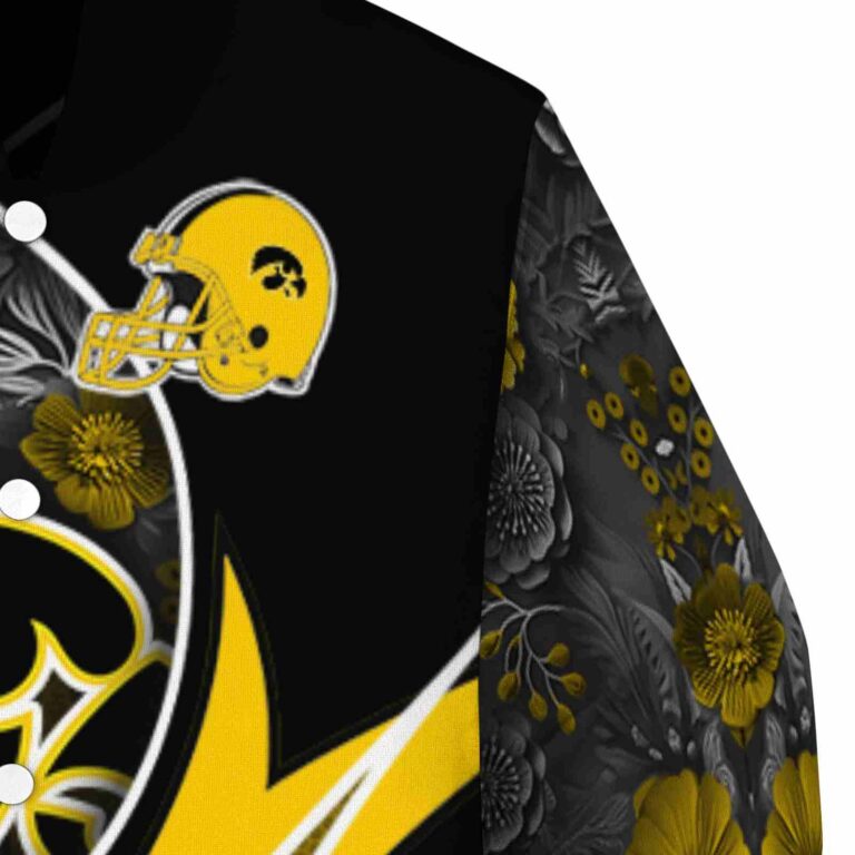 custom iowa hawkeyes floral print black jacket premium grade jacketwow