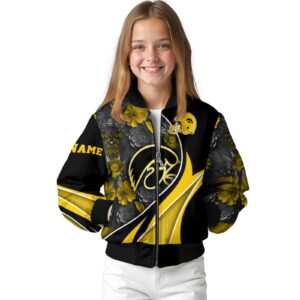 custom iowa hawkeyes floral print black jacket top rated jacketwow