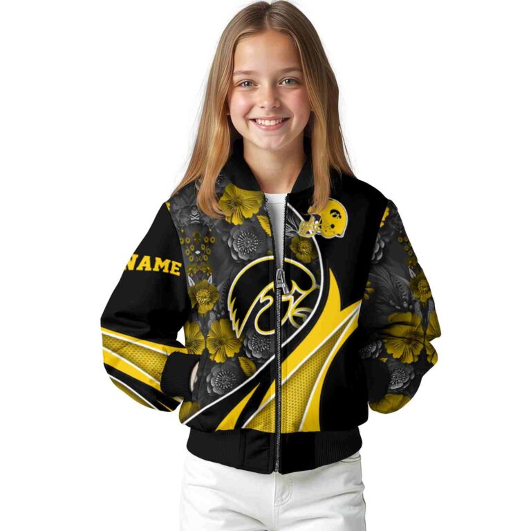 custom iowa hawkeyes floral print black jacket top rated jacketwow
