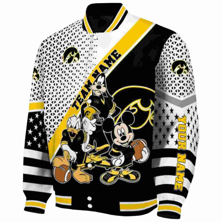 custom iowa hawkeyes mickey donald goofy black white jacket best selling jacketwow